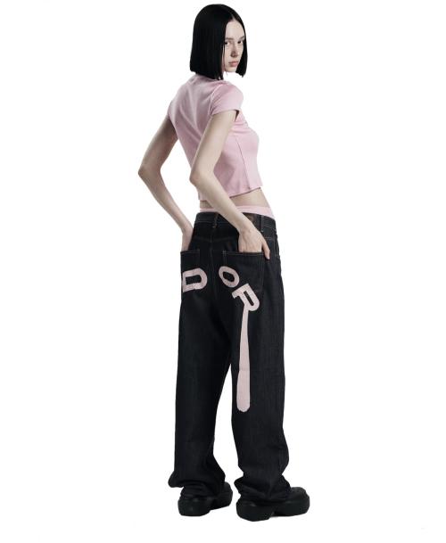 Logo drop denim in pink