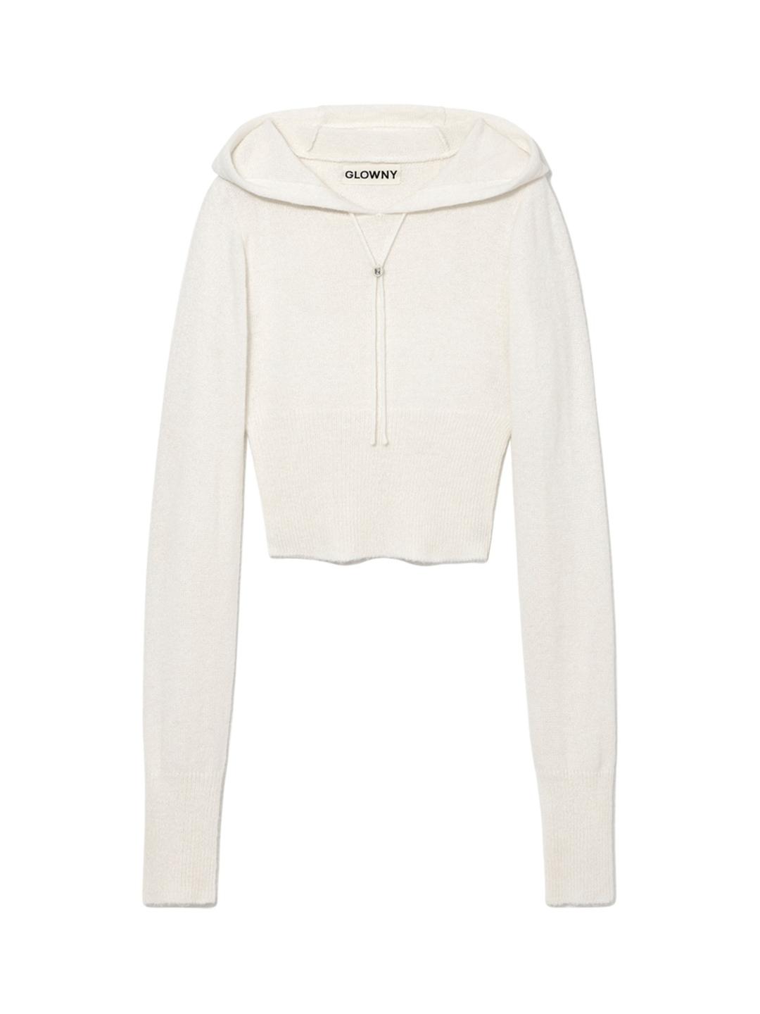 DAYA MOHAIR KNIT HOODIE TOP (IVORY)