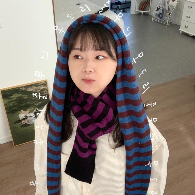 스트라이프 단가라 목도리 머플러 4COLOR