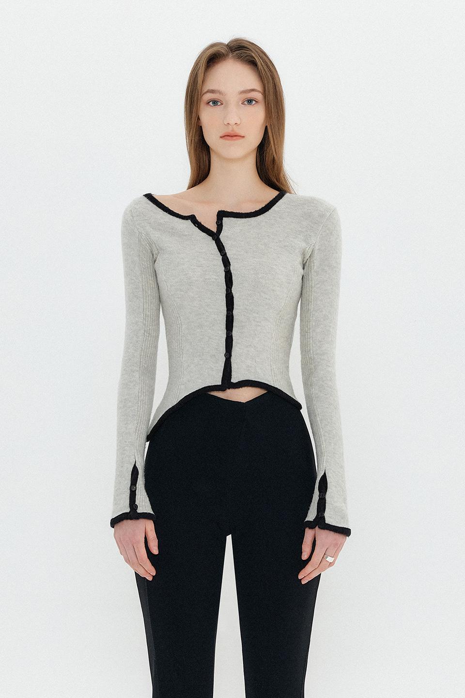 (8차 재입고) UNBALANCE BLOCK HAIRY CARDIGAN TOP - OATMEAL (2/9일 예약배송)