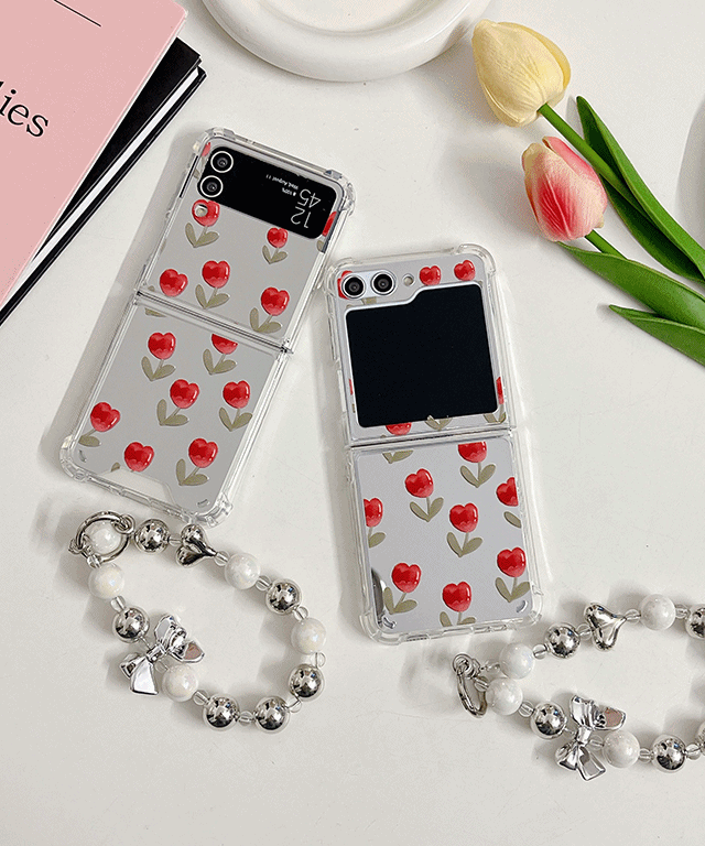 [플립5추가/스트랩set] 미러튤립 제트플립 케이스 미러케이스 플립3 Z플립4 갤럭시 지플립4 지플립3 지플립5