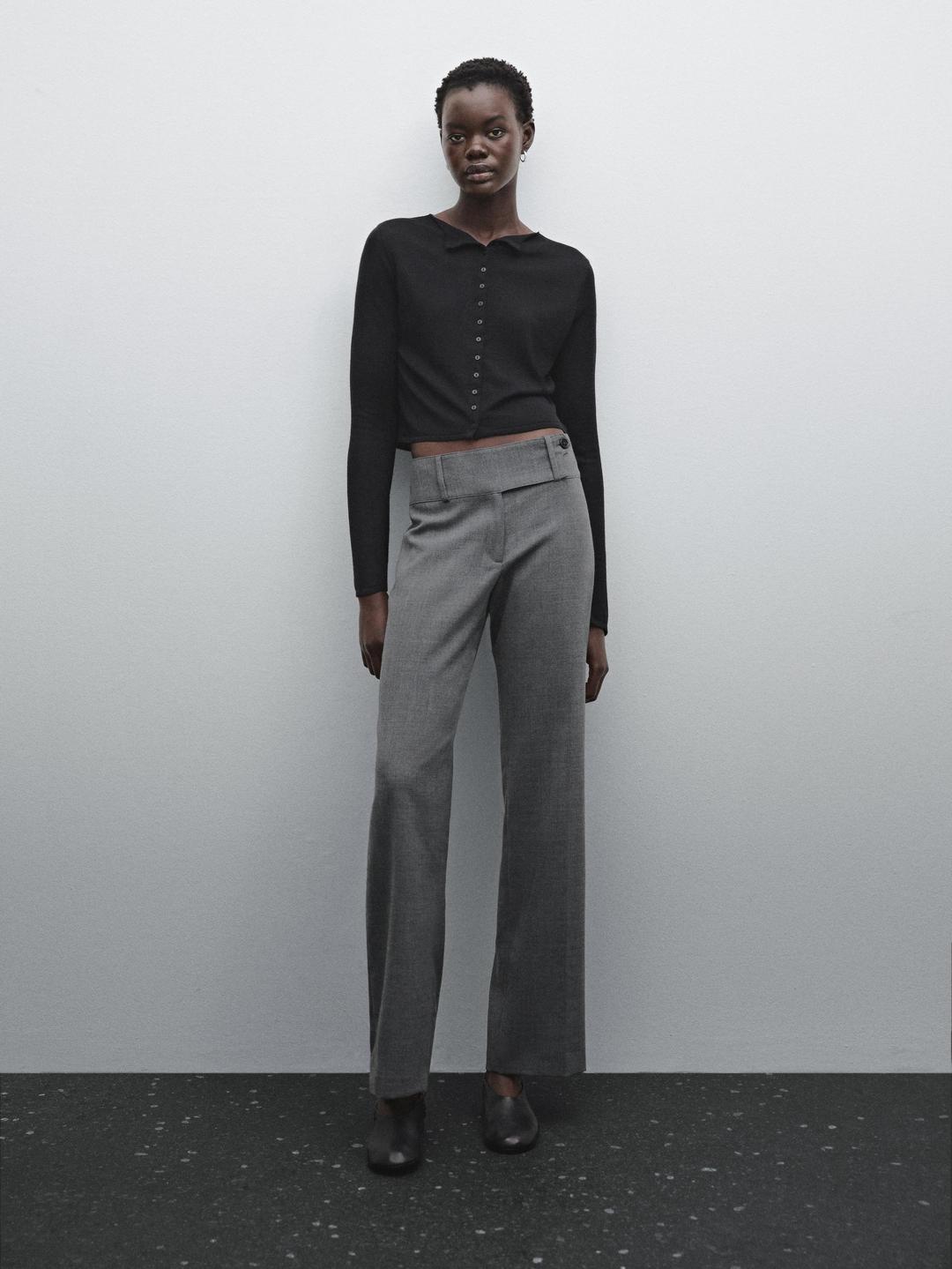 쇼트 울 혼방 가디건