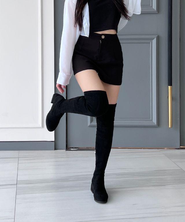 [당일출고/지퍼롱부츠]두툼 기본템 발편한 니하이 싸이하이 스판 스웨이드 롱부츠 워커 하객룩 가을겨울부츠 털부츠 클럽룩 파티룩 연말룩 힙한룩 댄스룩 보온부츠 /482