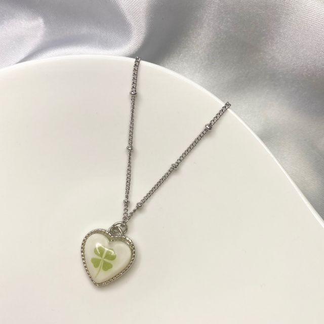 (주문폭주)(써지컬스틸) 네잎클로버 하트 볼체인 행운목걸이 수능선물 수능대박목걸이 행운목걸이 수험생목걸이 써지컬목걸이 목걸이