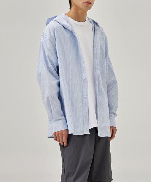 스트라이프 후디 셔츠