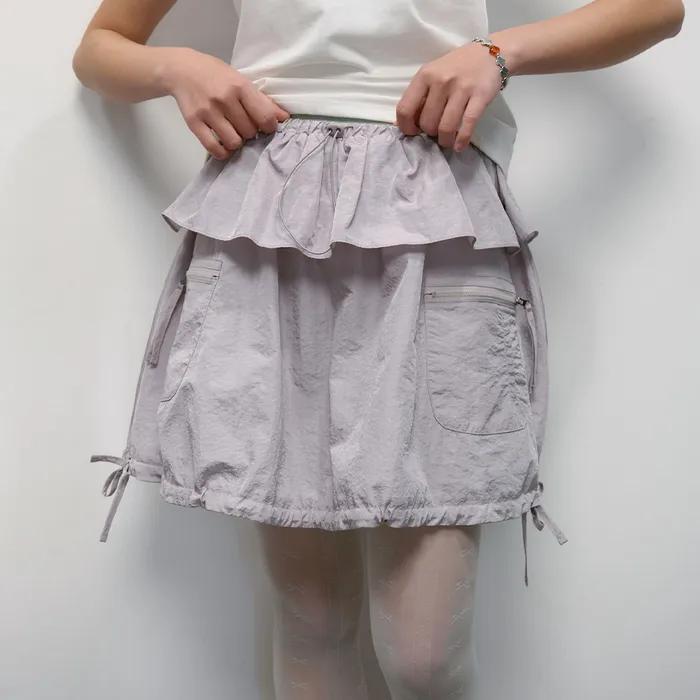 Shiny Balloon Skirt [Gray]