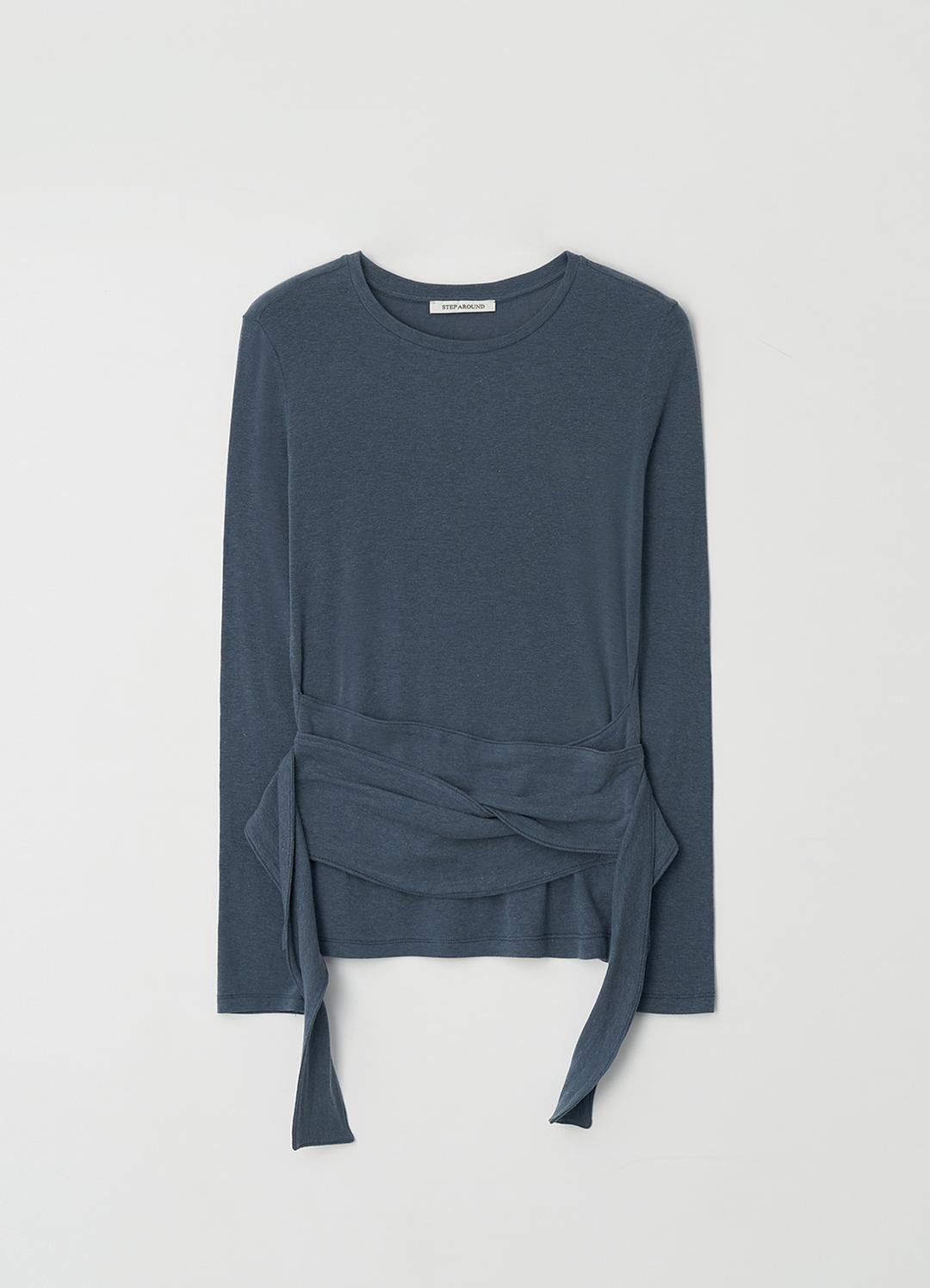Waist wrap round wool t-shirts_M/BLUE