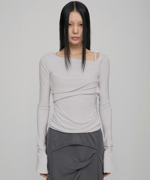 Layered Bustier Long Sleeve (FL-105_Cloud White)