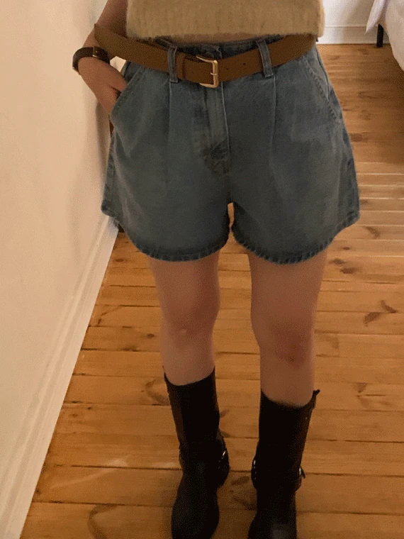 [SS 베스트재진행]폴 핀턱 데님 반바지(2col)