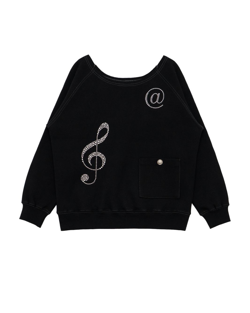 Metallic Symbol Cut-off Sweatshirt (Black)