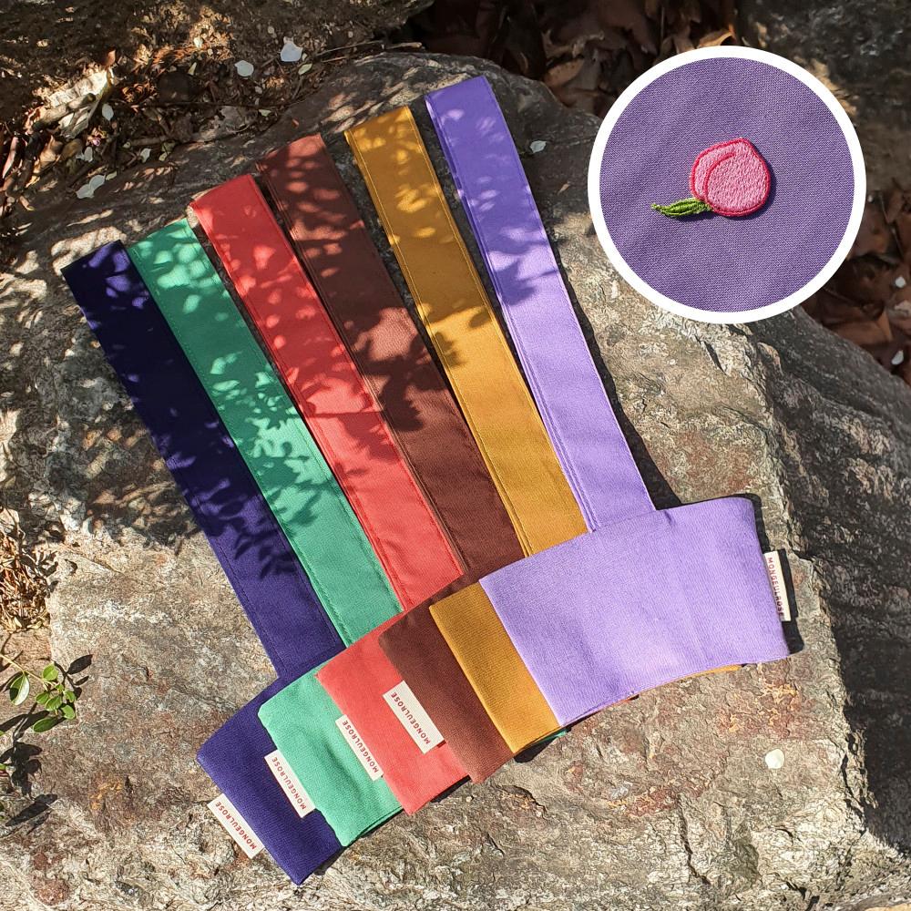 핸드메이드 맞춤제작 무지 자수 양면 패브릭 컵홀더 드링크백 (6colors)