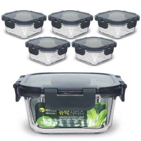 뉴락 내열 오븐글라스 용기 정사각 520ml, 6개 - 밀폐용기/세트 | 쿠팡