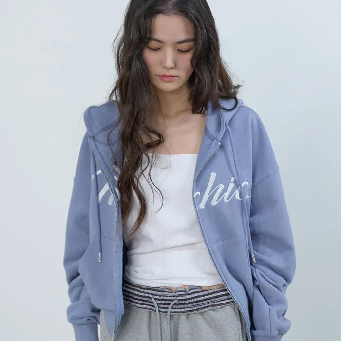Michiko Hoody Zip-up Dusty blue