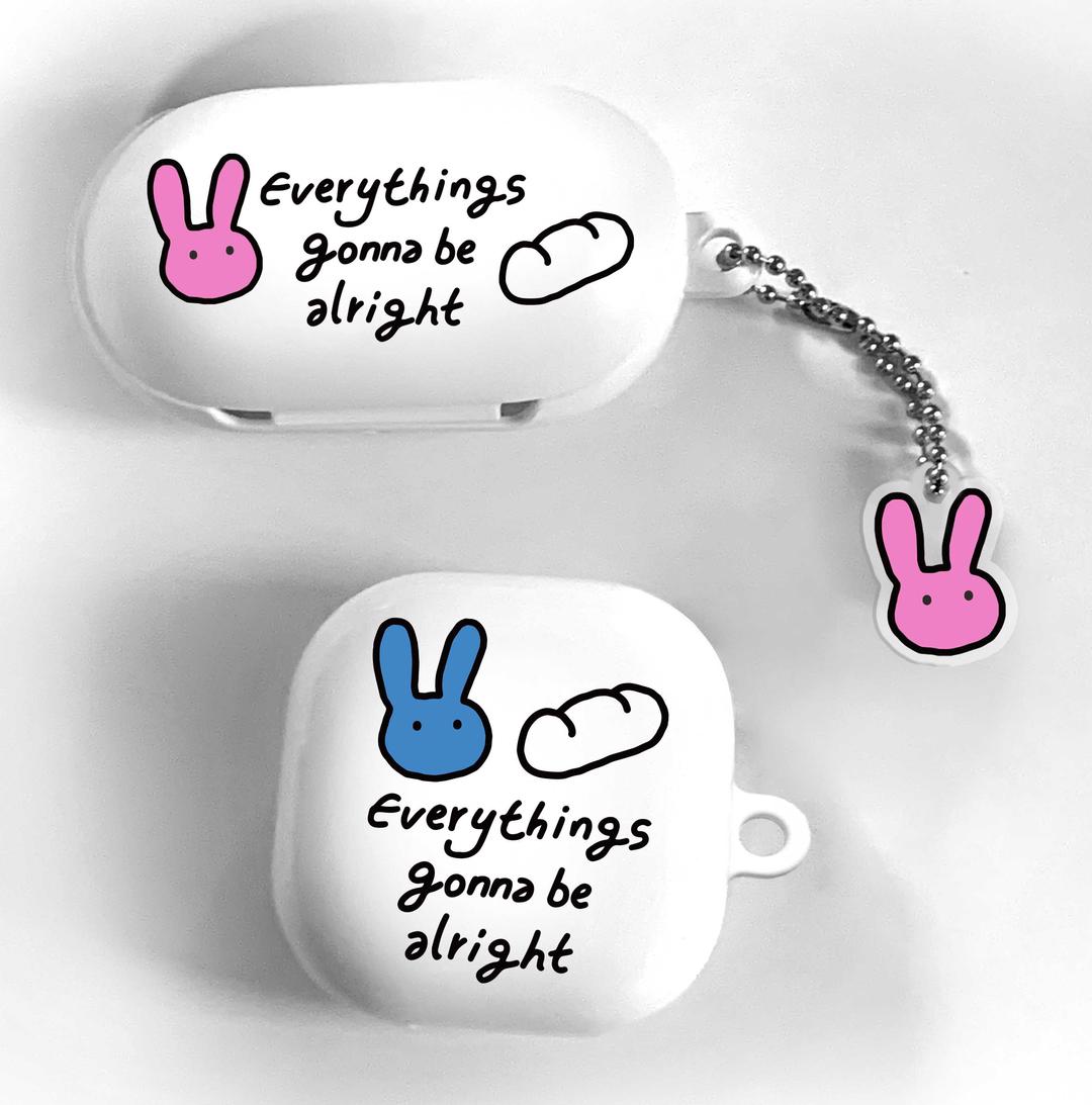 블루핑크토끼 빵 키링세트 일러스트 유니크버즈프로 버즈라이브 삼성 갤럭시 심플 하드 버즈케이스 그림 커플케이스 친구 생일선물