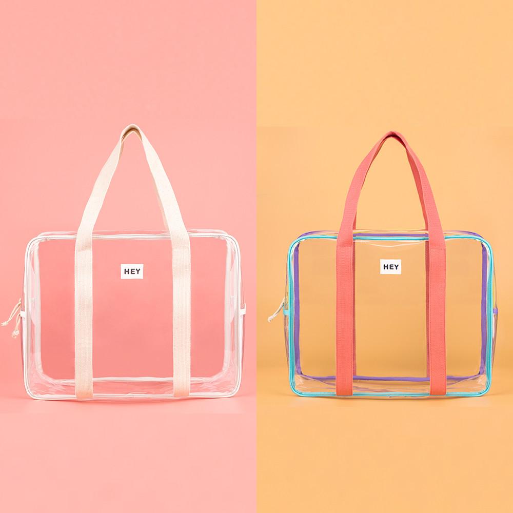 헤이 컬러웨빙 투명 비치백 (M사이즈) 3가지 컬러