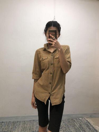 Brown embroidered capri shirt