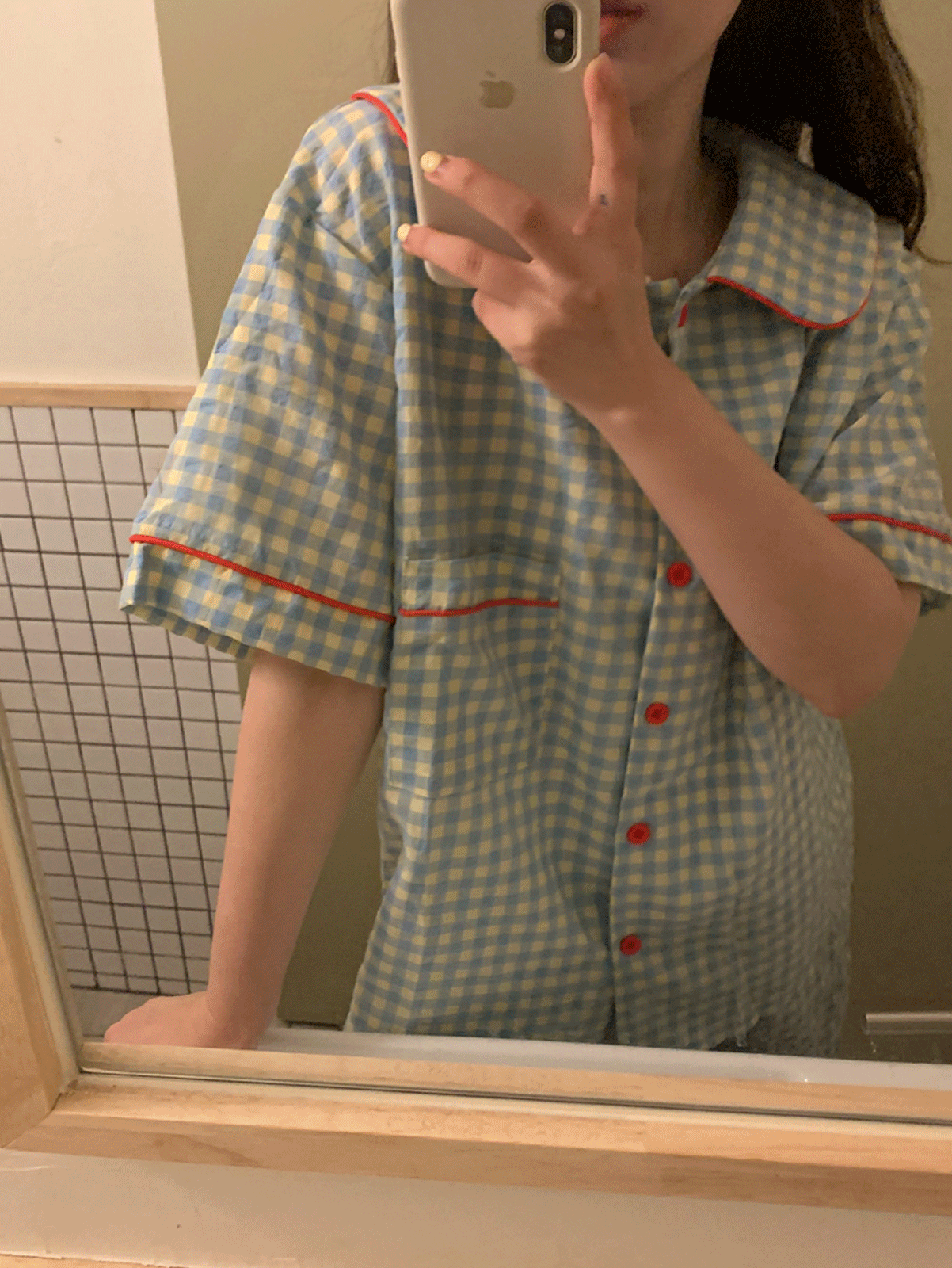 seersucker check pajama set (2color) 추천!