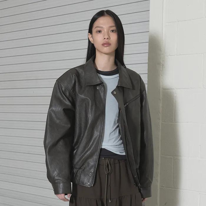 [3TH RESTOCK][ESSENTIAL] LEATHER PADDED JUMPER - BROWN