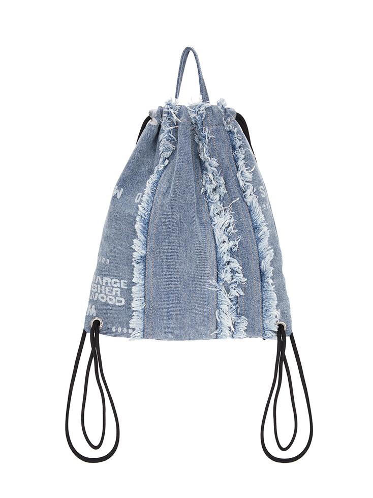 FLAT DRAWSTRING BACKPACK _denim