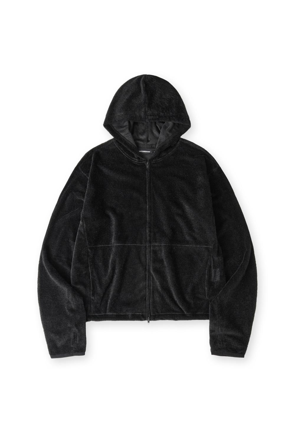 Fuzzy Mesh Hoodie Black