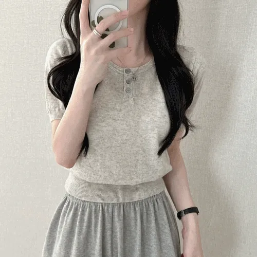 [ 허리잘록핏/색감맛집! ] 린넨 망고 라운드 버튼 반소매 티셔츠 (10col)