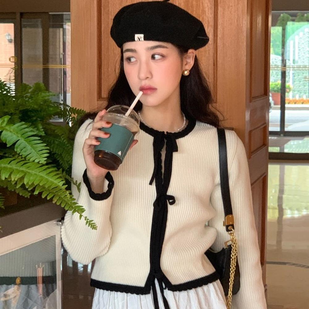 배색 리본이 가디건 (2COL)