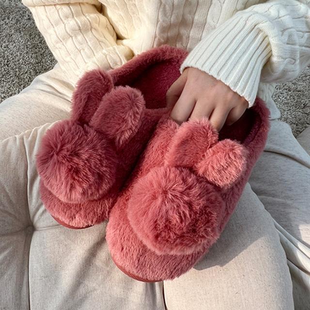헤론 폼폼이 털방울 토끼 털슬리퍼 실내화 층간소음방지 실내외 겸용(3cm)