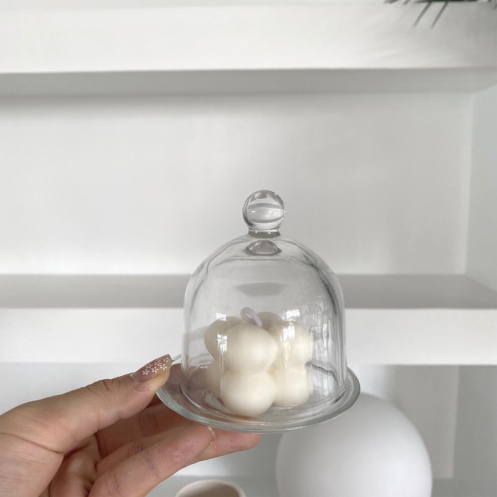 스튜디홈 유리돔 양초 글라스 캔들 트레이 유리 받침대 티라이트 캔들홀더 집들이선물