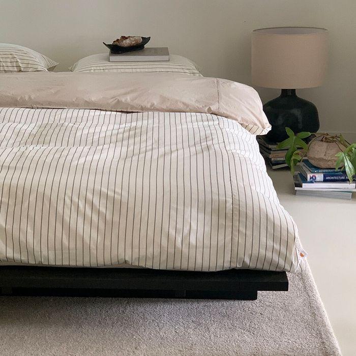 르 클래식 스트라이프 먼지없는 60수 고밀도 순면 호텔침구 이불커버 - 베이글 (S/Q/K)