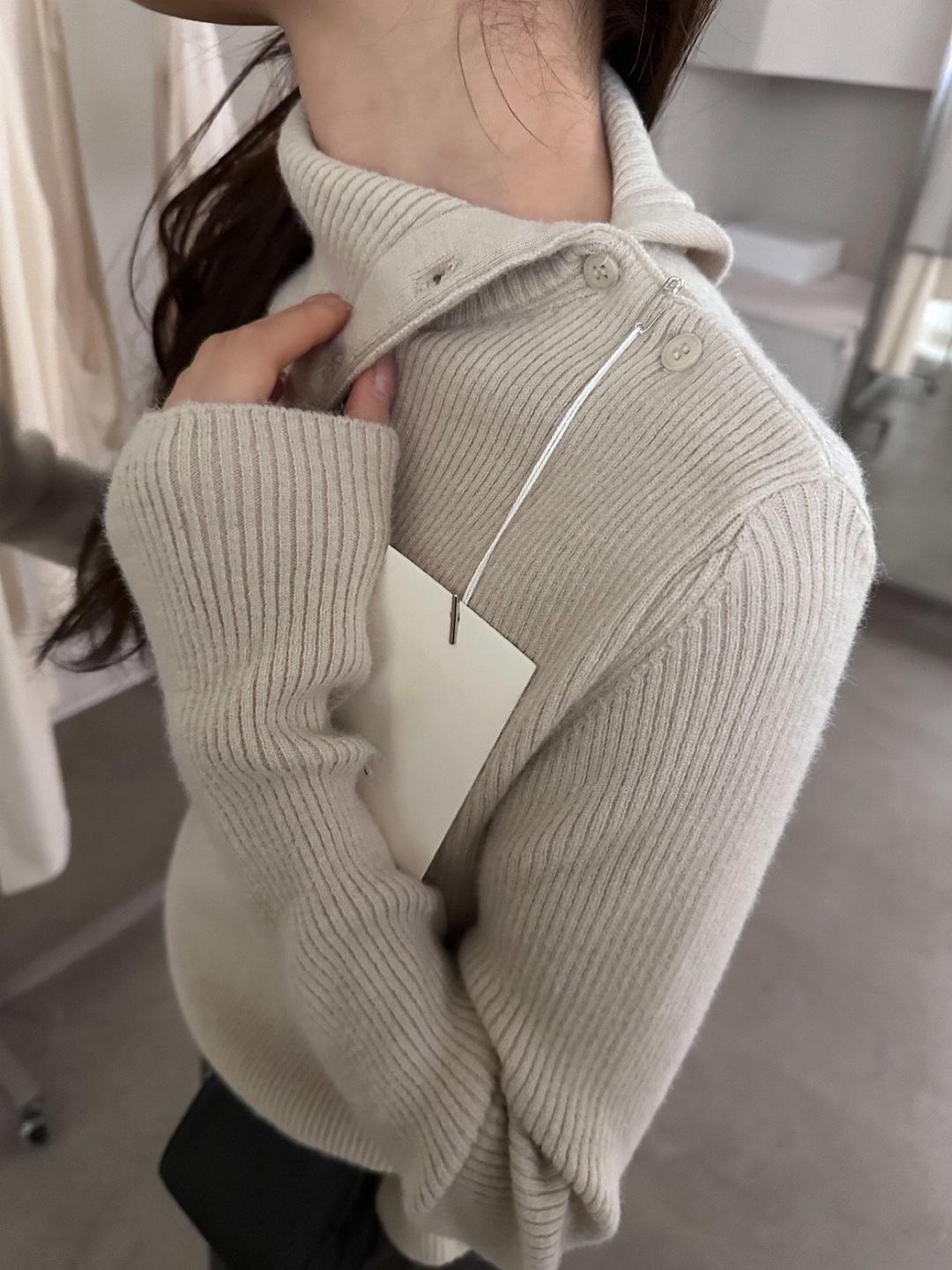 리스 polo neck button knit (5color)