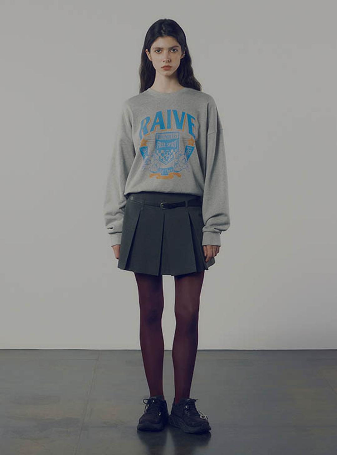 Belted Pleats Mini Skirt in Grey VW4AS329-12