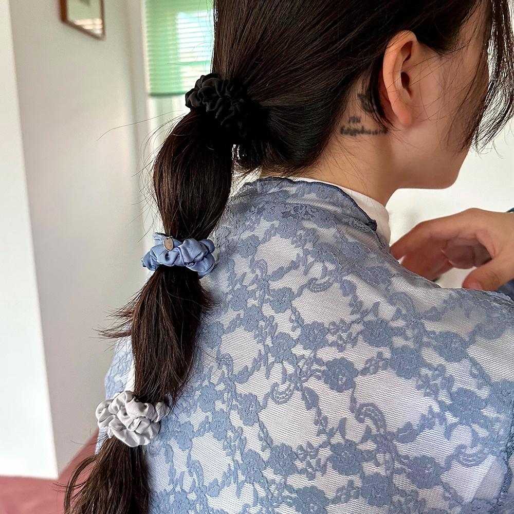 [1+1] mini pleats scrunchie - 4color