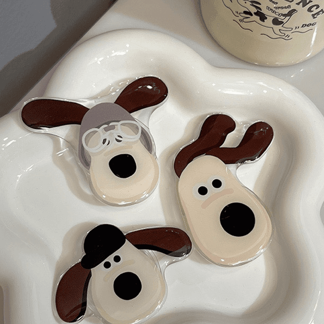 에그머그 귀여운 강아지 아이폰 그립톡 스마트톡 캐릭터 거치대 3type 인형 투명그립톡 레진그립톡