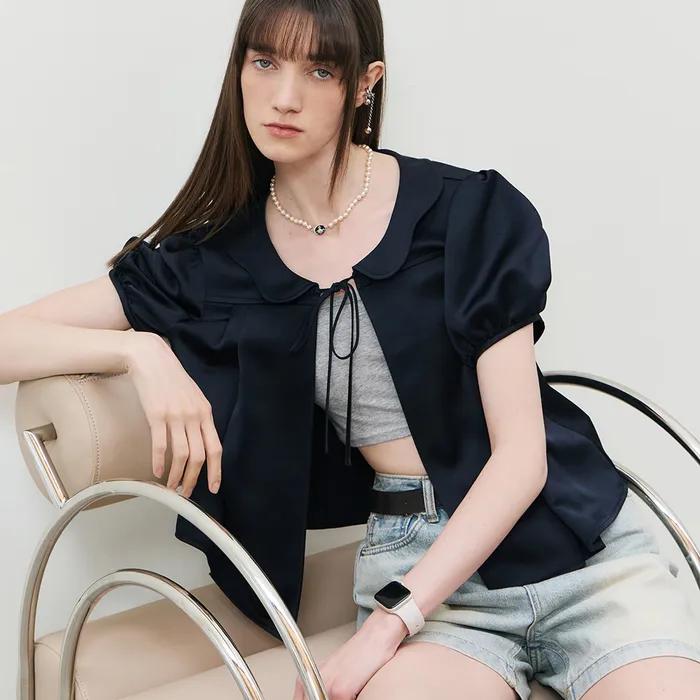 25 Summer_ D/Navy Wave Blouse