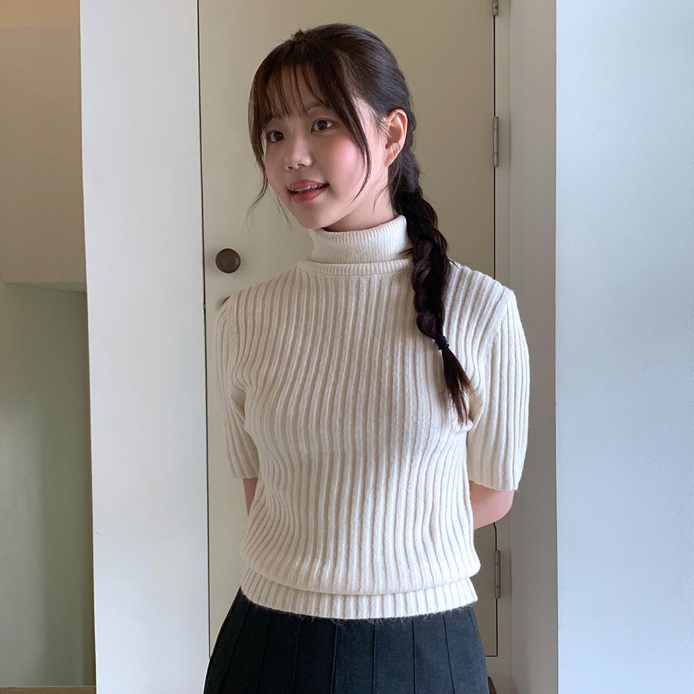 [스파오][소프트얀] 반팔 터틀넥 스웨터_SPKAE49W32