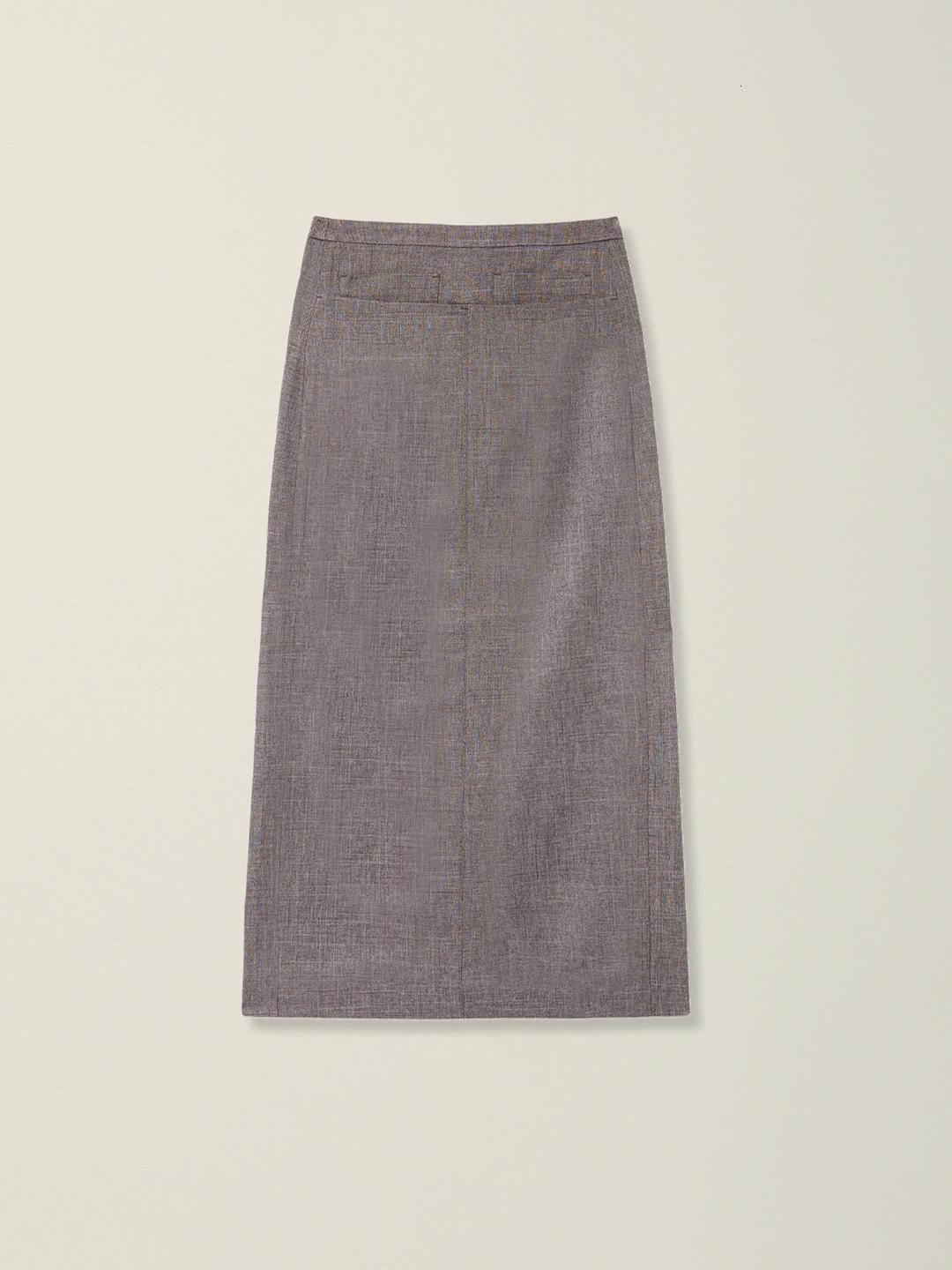 FRONT POCKET LONG SKIRT  BROWN