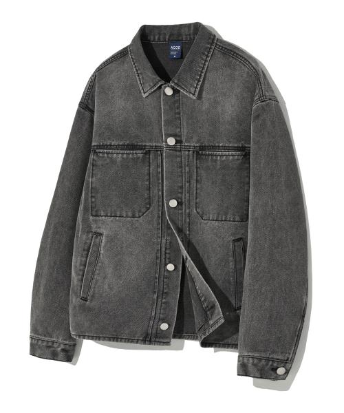 스톤 워싱 크롭 데님 자켓 [그레이]