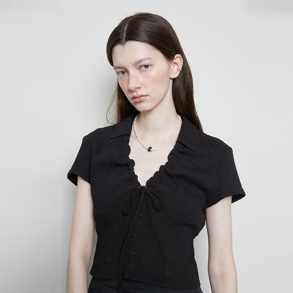 L3 SHIRRING SHIRT(BLACK)