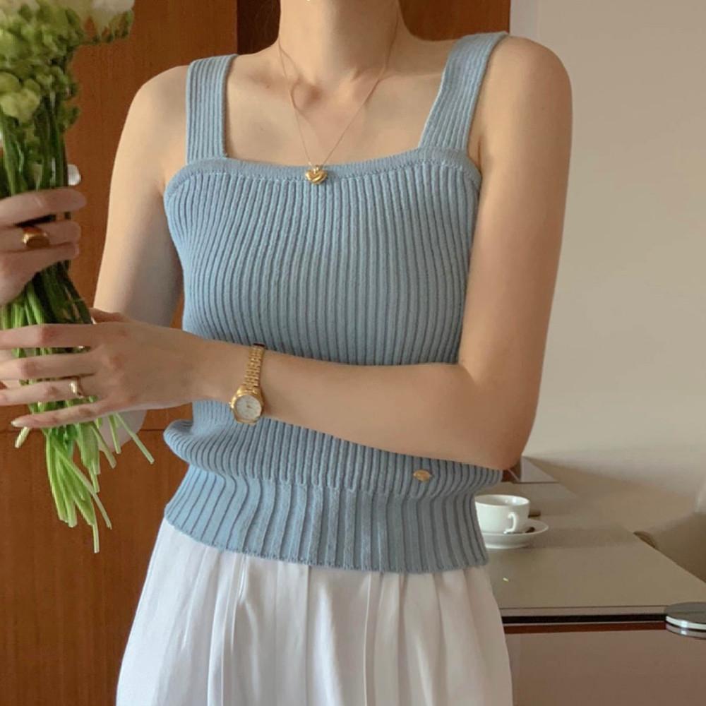 [일부당일] 슬로우비 셀린 골지 니트 뷔스티에 나시 (3col)