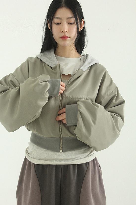 satin cropped hood jacket (unisex)