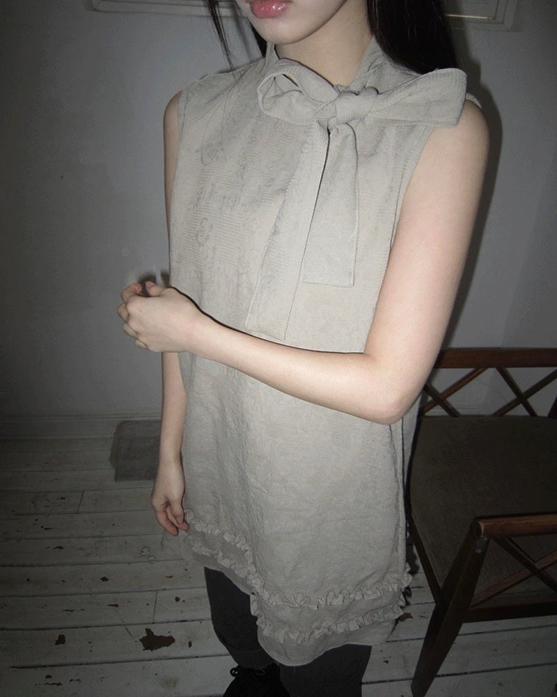 [봄원피스💕] 쥬엘 리본 타이 프릴 레이어드 나시 원피스