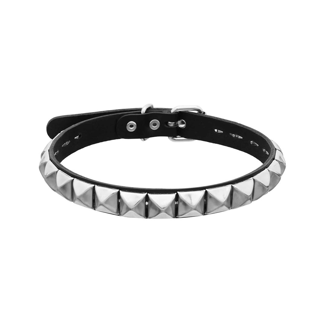 Square stud belt necklace Black