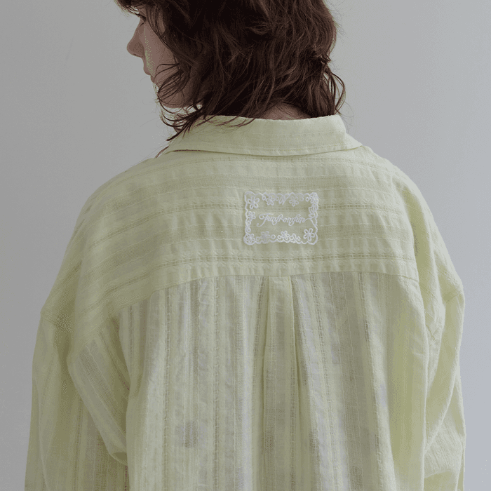 Eyelet Overfit Shirts, Yellow