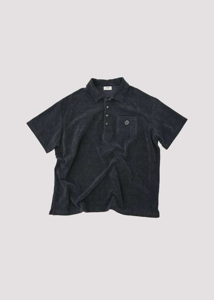TERRY POLO T-SHIRT DARK GREY