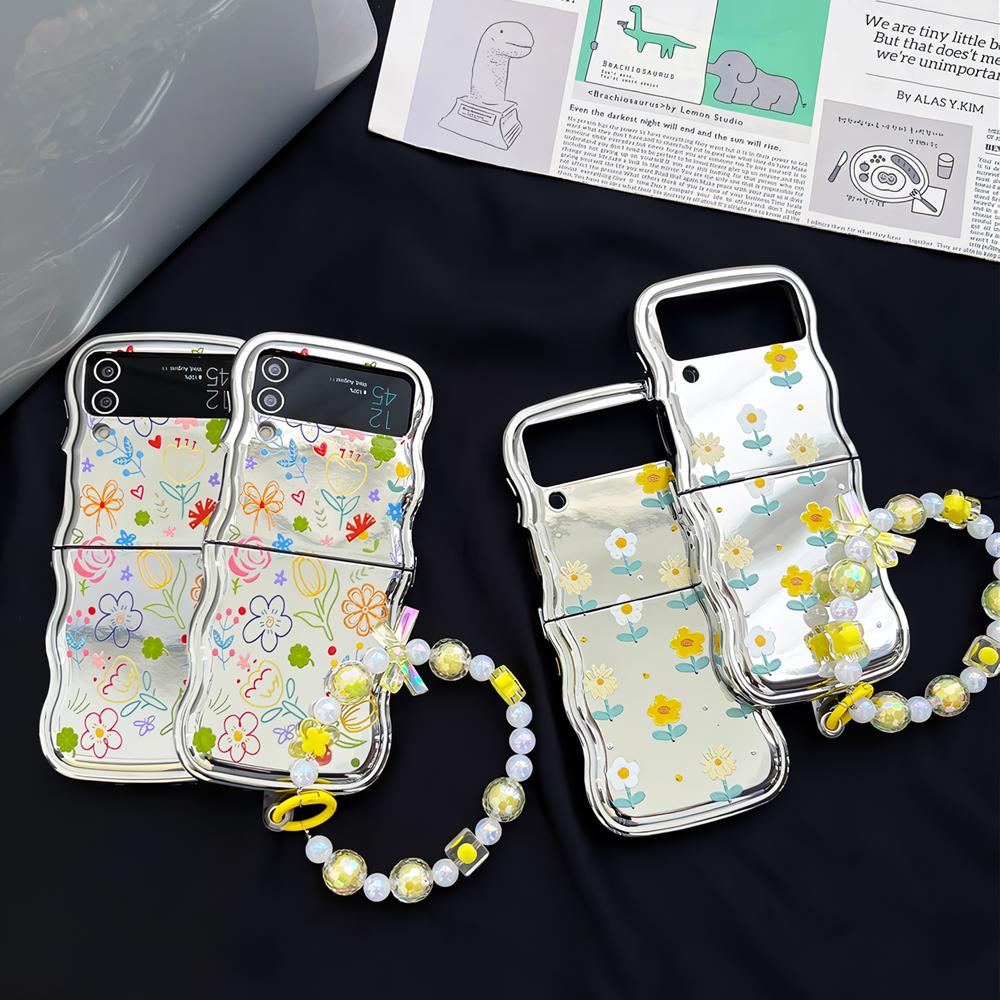 삼성 갤럭시 Z플립5 Z플립4 Z플립3 비즈 스트랩 메탈릭 미러 웨이브 실리콘 꽃무늬 지플립5 지플립4 지플립3 제트플립5 제트플립4 제트플립3 플립5 플립4 플립3 케이스