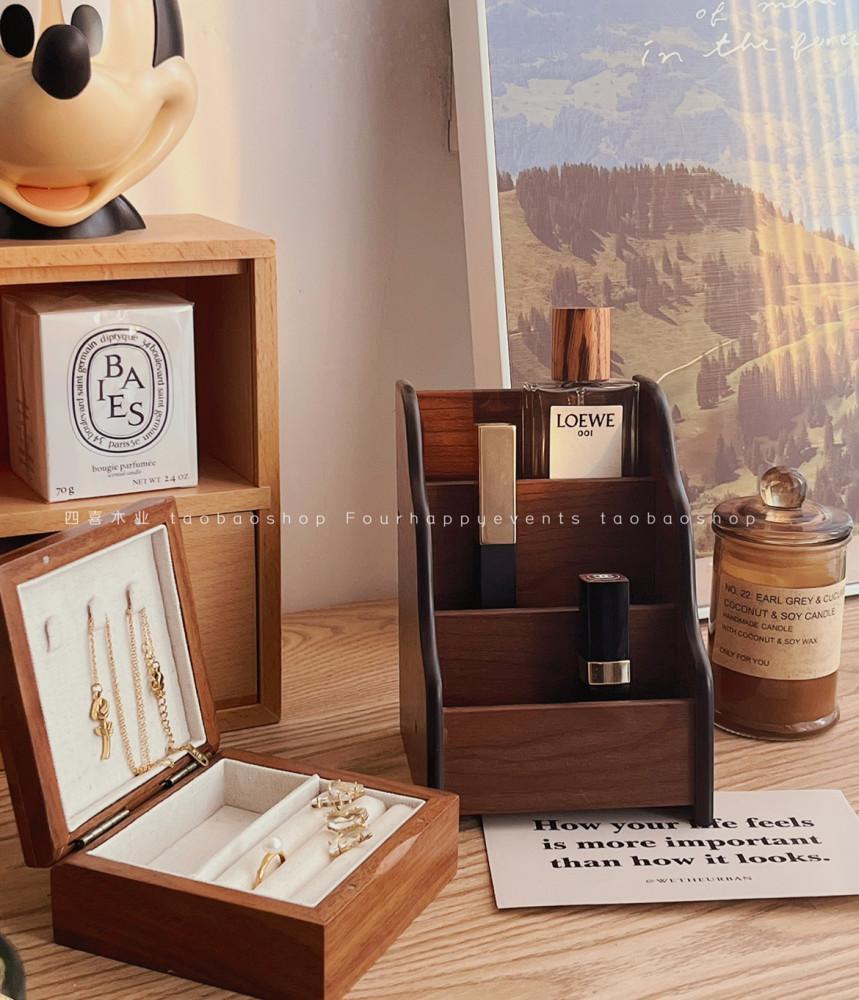 빈티지 립스틱 정리함 화장품 네일 향수 수납 진열대 원목 엔틱