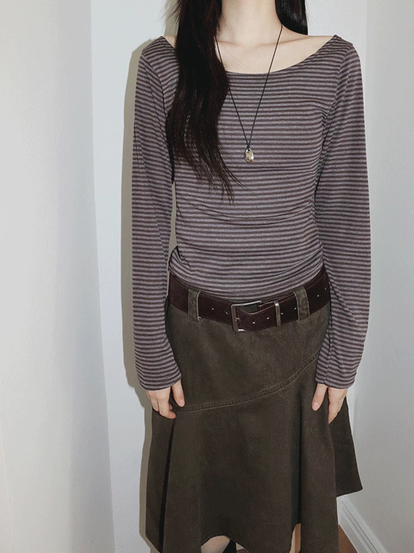 [기본이너템🖤/세미기모] 유바이브 단가라 유넥 긴팔 기모 티셔츠 3color