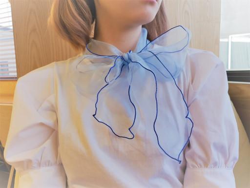 상큼 파스텔 컬러 시스루 노방 리본 미니스카프