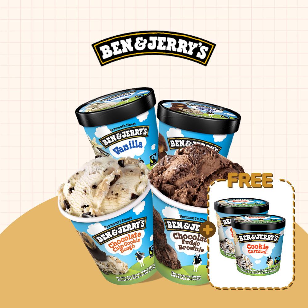 [FREE 미니컵 2개 증정] 벤앤제리스 아이스크림 파인트 4개