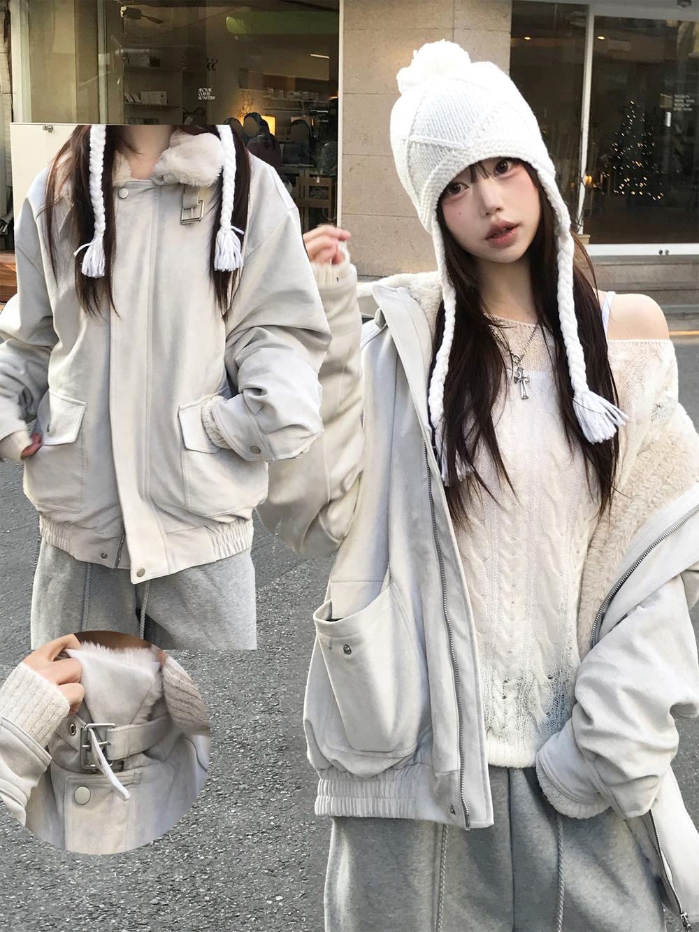 남녀공용 크레마 스웨이드 무스탕 퍼 자켓(2color)